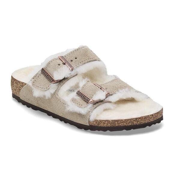 Birkenstock Arizona Shearling Taupe Suede Shearling Lined Sandals EU 42 US 11/9 - Picture 1 of 8